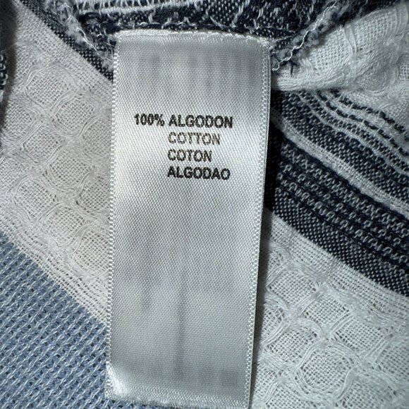 Yerse Blue & White Stripe Textured Cotton V-Neck Short Sleeve Top Women's Size L - Picture 8 of 13